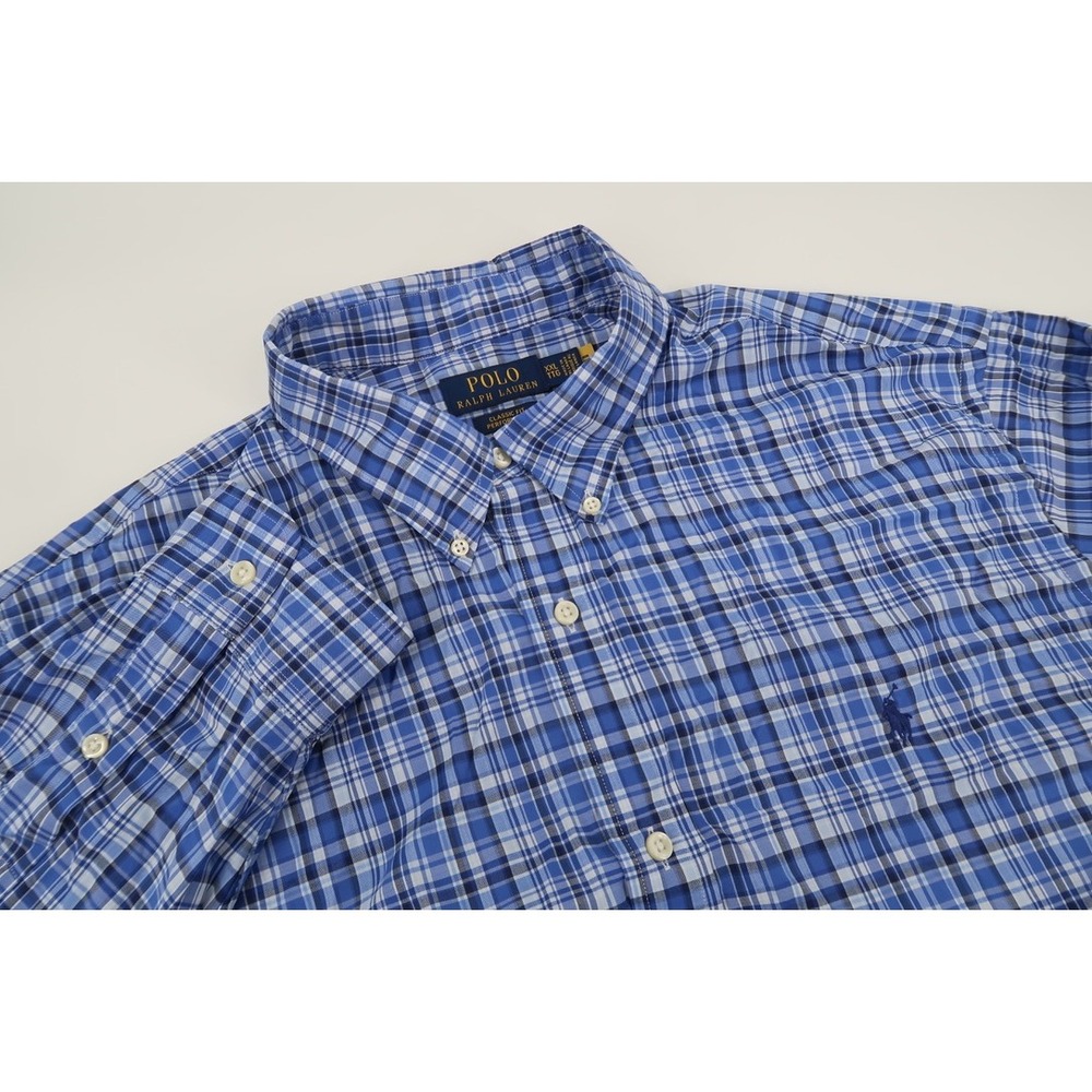 Polo Ralph Lauren Performance Classic Fit Shirt Mens XXL Blue Plaid Button Down
